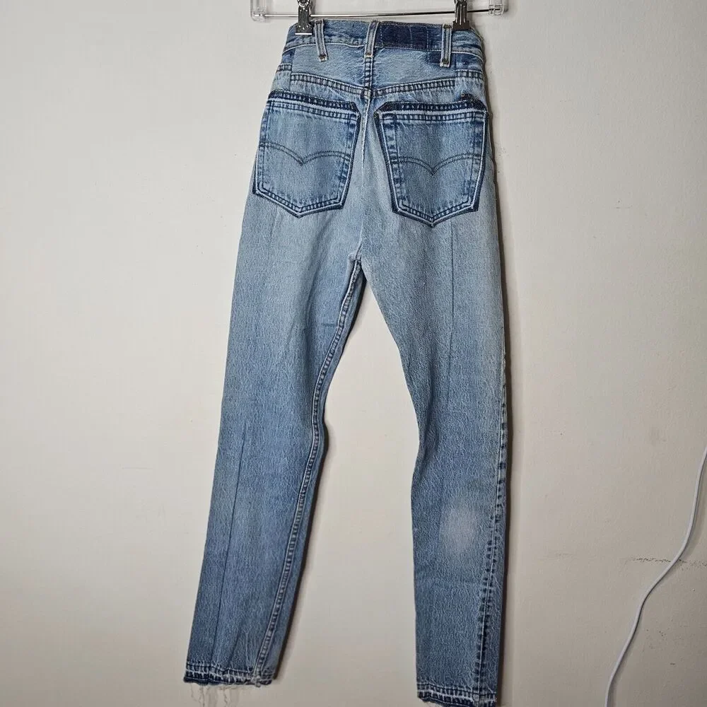 EB Denim Levi's 501 Unraveled Pocket & Hem Highrise Split Hem Button Fly Jean 23 - Picture 4 of 12